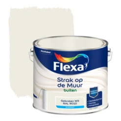 Flexa Strak Op De Muur Buiten Gebroken Wit/RAL9010 zijdemat 2,5 Liter