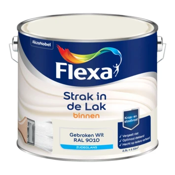 Flexa Strak in de lak voor binnen ral 9010 gebroken wit zijdeglans 2,5 liter