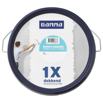 GAMMA muurverf 1x dekkend badkamer & keuken wit 5 liter