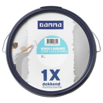 GAMMA muurverf 1x dekkend badkamer & keuken wit 2,5 liter