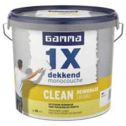 GAMMA Muurverf 1x Dekkend Clean Wit 5 Liter