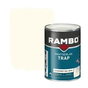 Rambo pantserlak trap dekkend zijdeglans zuiverwit 1,25 liter