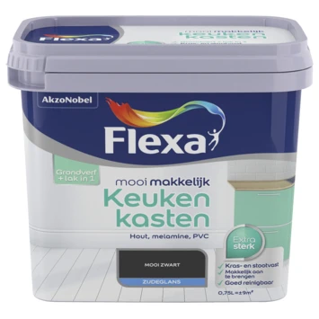 Flexa Mooi Makkelijk keukenkasten zwart zijdeglans 750 ml