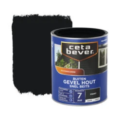 CetaBever Snelbeits Gevel Hout Dekkend Zwart Zijdemat 750 Ml