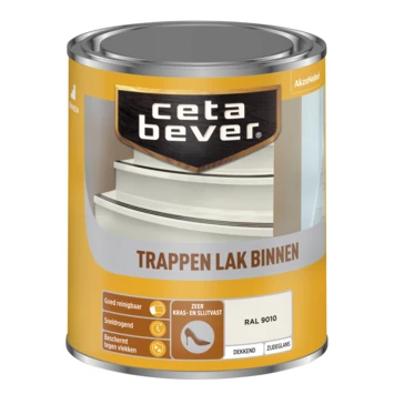 Cetabever trappenlak dekkend RAL 9010 gebroken wit zijdeglans 750 ml