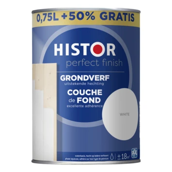 Histor Perfect Finish grondverf 7000 wit 750 ml + 50% gratis