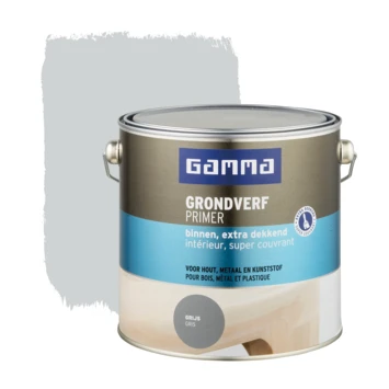 GAMMA grondverf binnen extra dekkend 2,5 L grijs