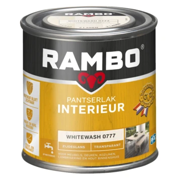 Rambo pantserlak interieur transparant zijdeglans whitewash 250 ml