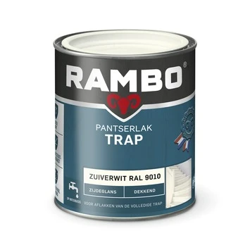 Rambo pantserlak trap dekkend zijdeglans zuiverwit 750 ml