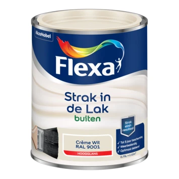Flexa Strak in de lak voor buiten crèmewit RAL9001 hoogglans 750 ml